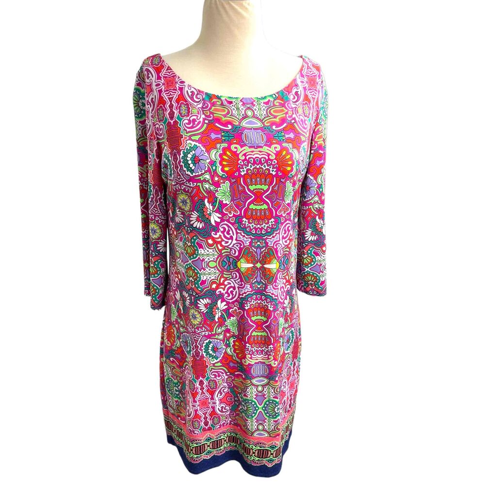 Laundry By Shelli Segal Multicolor Patterned‎ Shift Dress Womens Size Small
